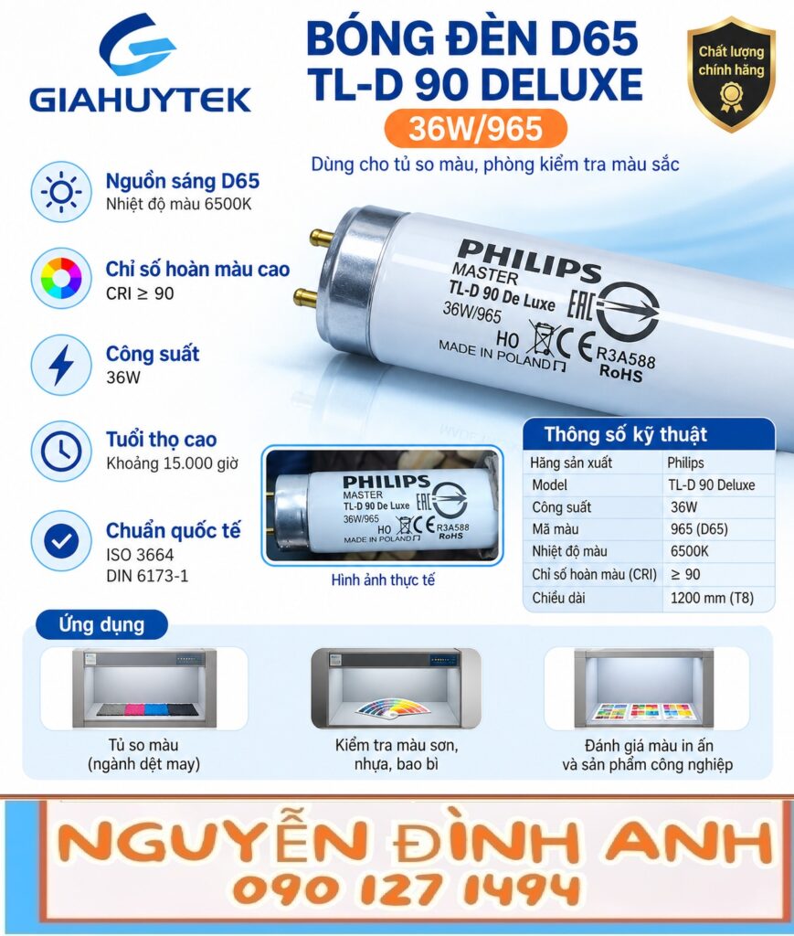 Bóng đèn D65 Philips TL-D 90 De Luxe 36W/965 – Nguyễn Đình Anh 090 127 1494